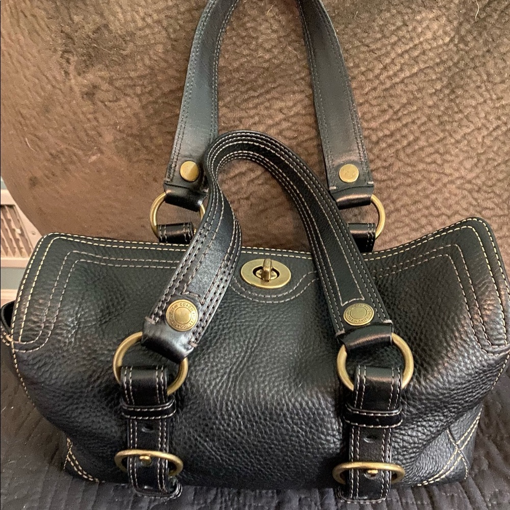 black leather coach bag - Picture 2 of 5